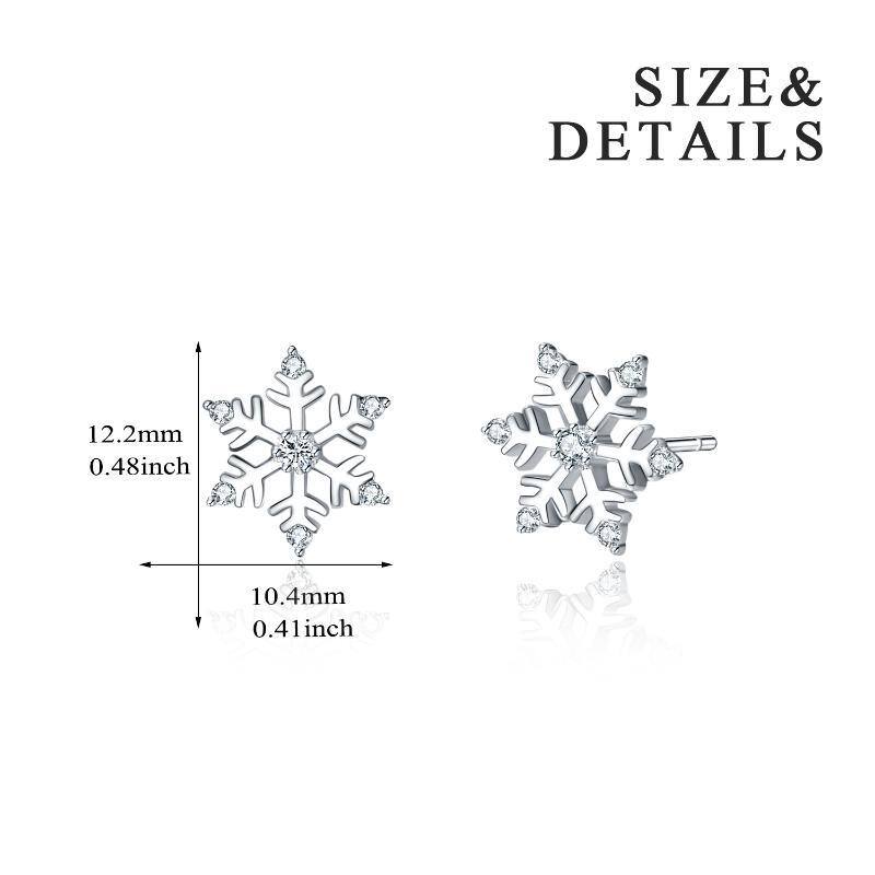 Sterling Silver Snowflake Stud Earrings-5