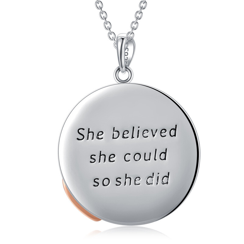 Sterling Silver Two-tone Basketball Cross & Heart Pendant Necklace with Engraved Word-4