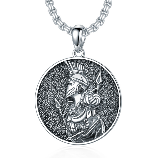 Sterling Silver Spartan Warrior Pendant Necklace for Men