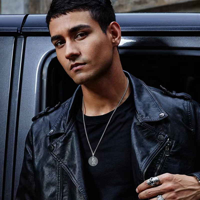 Sterling Silver Spartan Warrior Pendant Necklace for Men-2