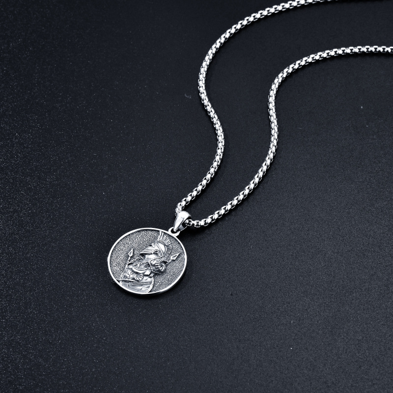 Sterling Silver Spartan Warrior Pendant Necklace for Men-4