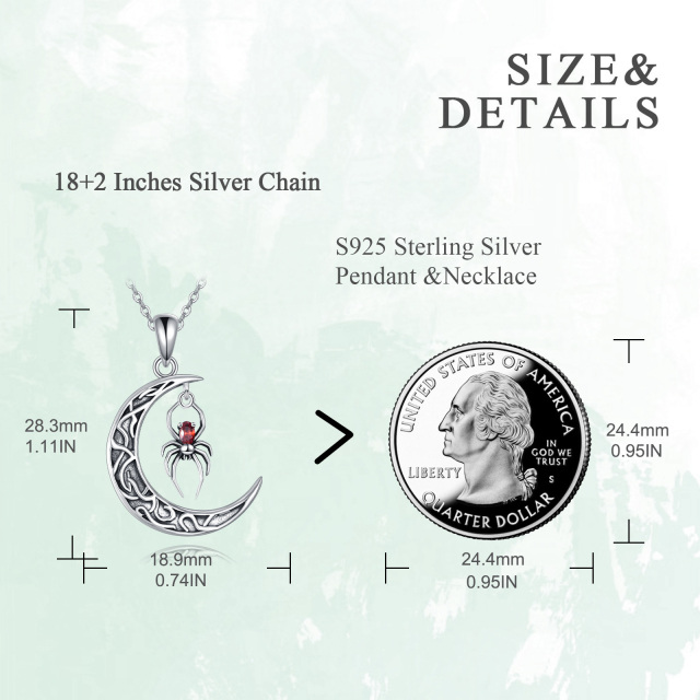 Sterling Zilveren Cubic Zirconia Spin Maan Hanger Ketting-5