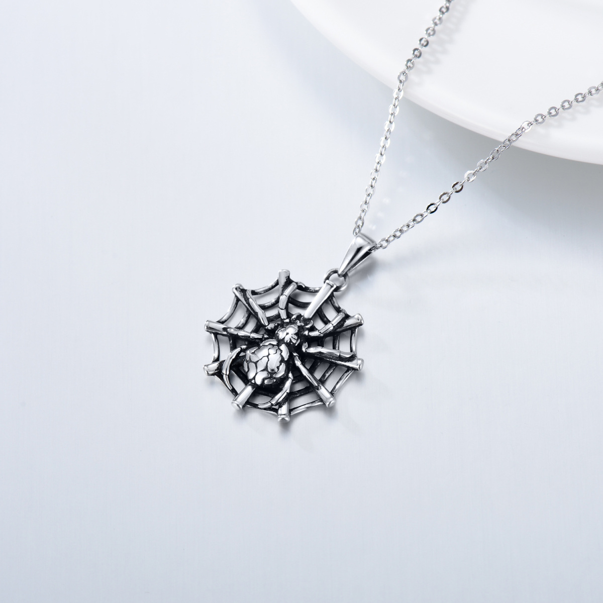 Sterling Silver Spider Pendant Necklace-4