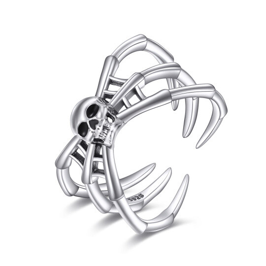 Bague ouverte araignée et crâne en argent sterling