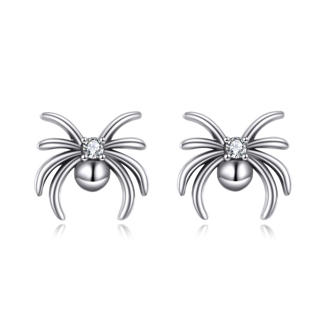 Sterling Zilveren Cubic Zirconia Spider Stud Oorbellen