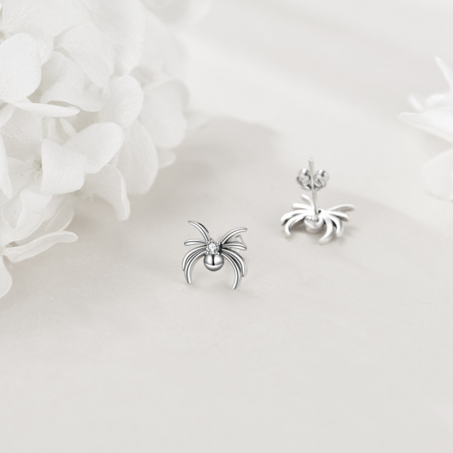 Sterling Zilveren Cubic Zirconia Spider Stud Oorbellen-3