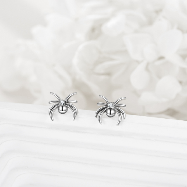 Sterling Zilveren Cubic Zirconia Spider Stud Oorbellen-4