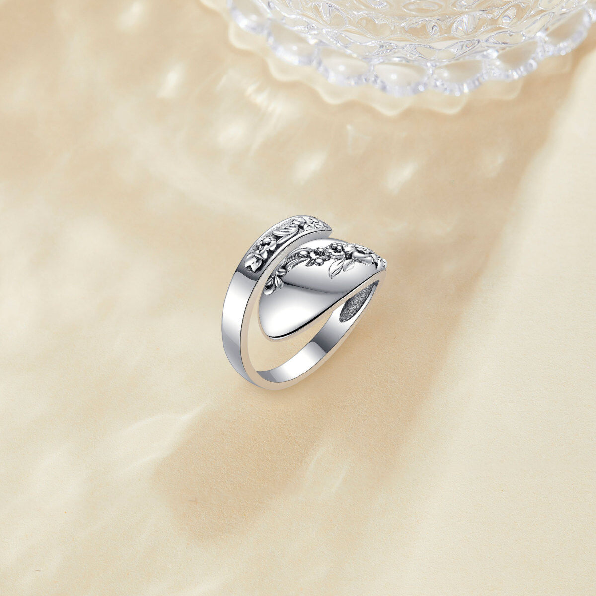 Sterling Silver Spoon Open Ring-3