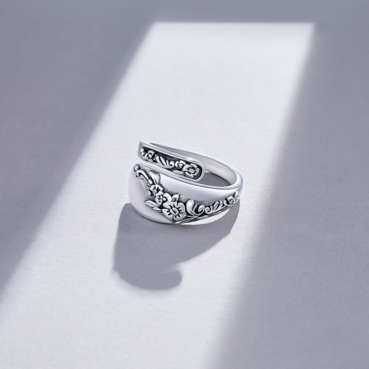 Sterling Silver Spoon Open Ring-4