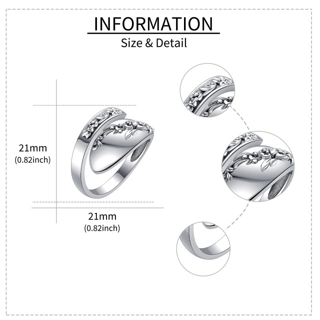 Sterling Silver Spoon Open Ring-5