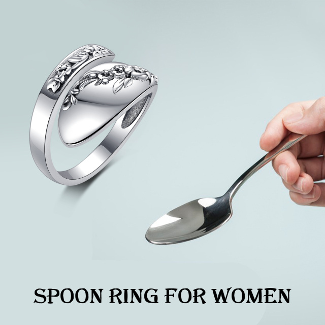 Sterling Silver Spoon Open Ring-6