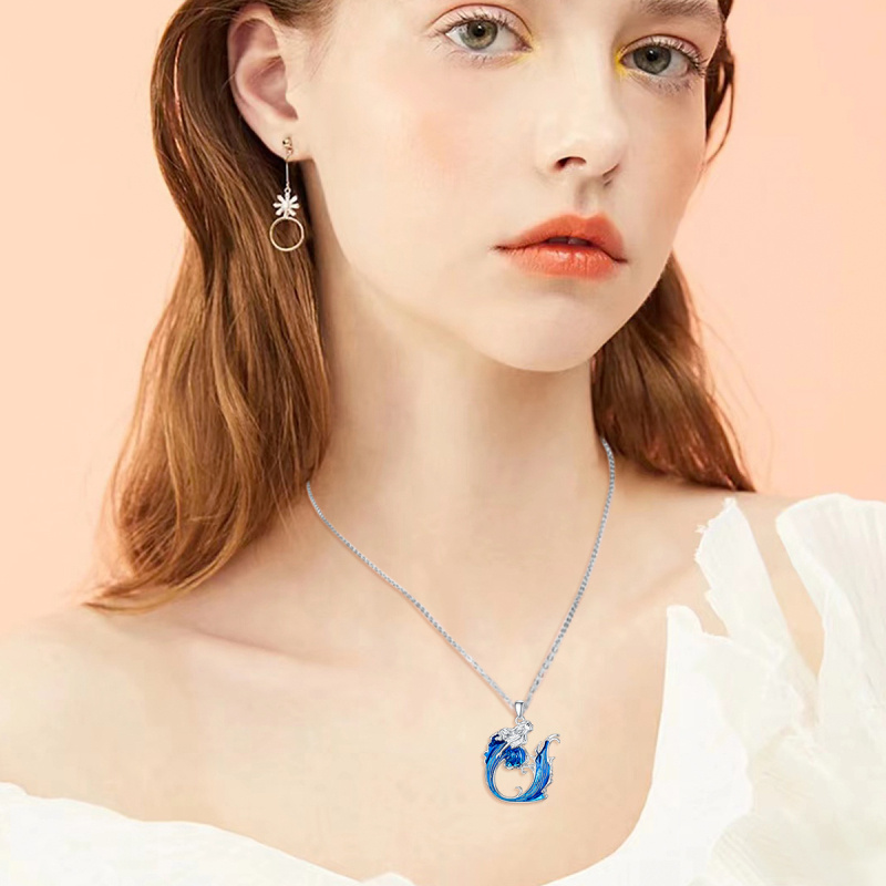 Colar com pingente de spray de prata esterlina-2