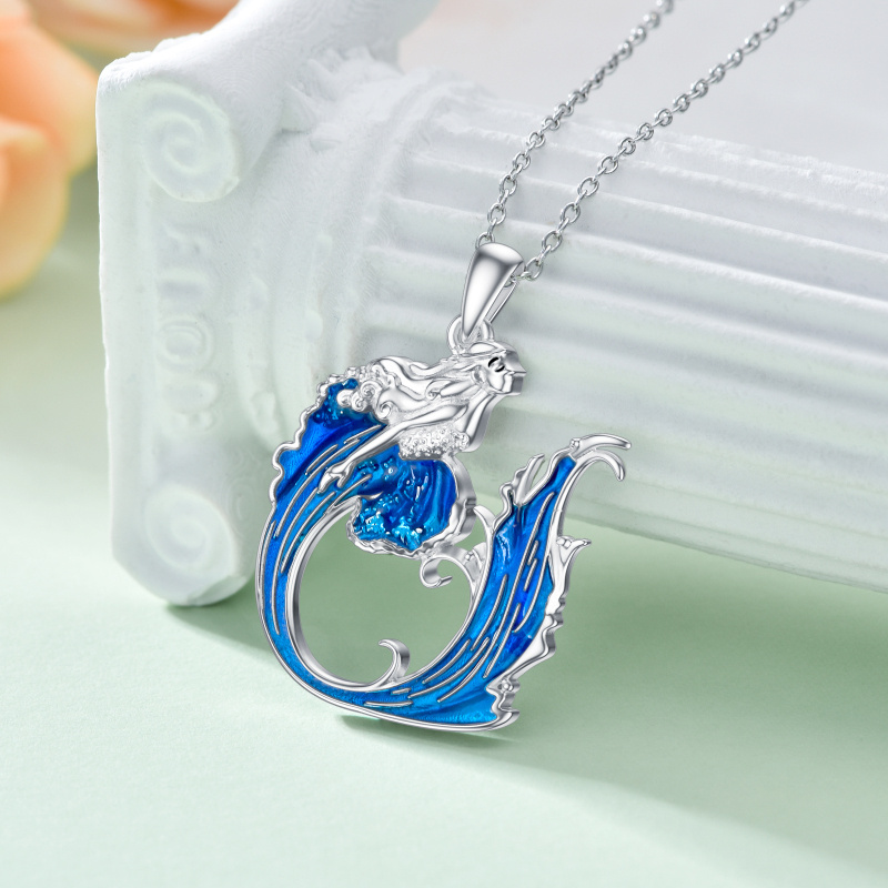 Colar com pingente de spray de prata esterlina-4