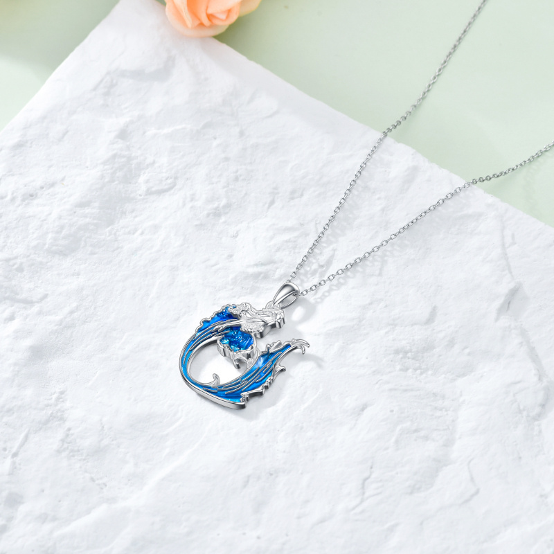 Colar com pingente de spray de prata esterlina-5