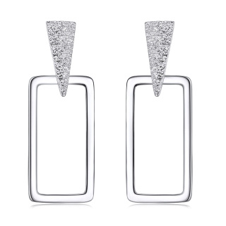 Sterling Silver Square Drop Earrings-46