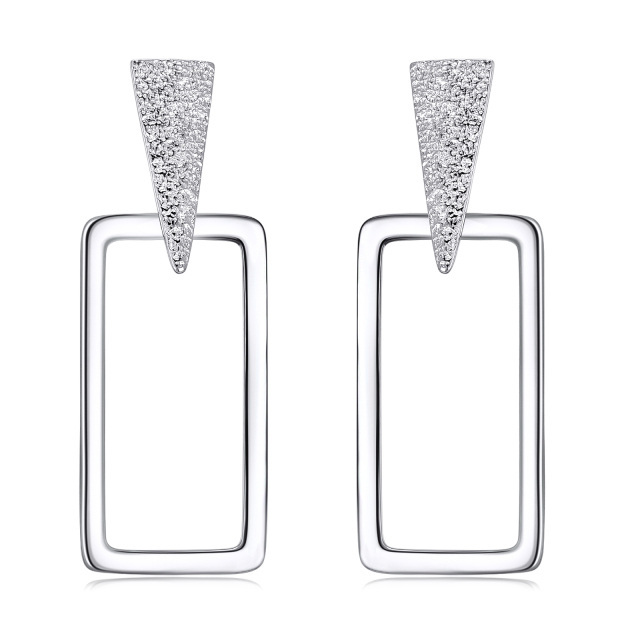 Sterling Silver Square Drop Earrings