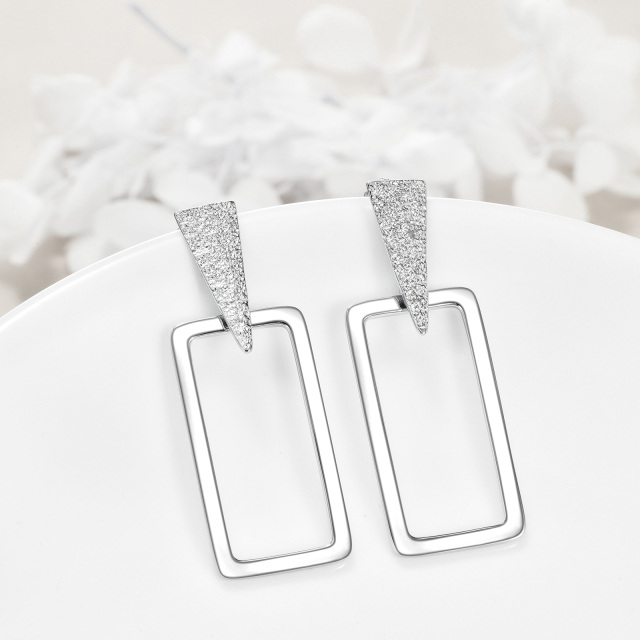 Pendants d'oreilles carrés en argent sterling-3