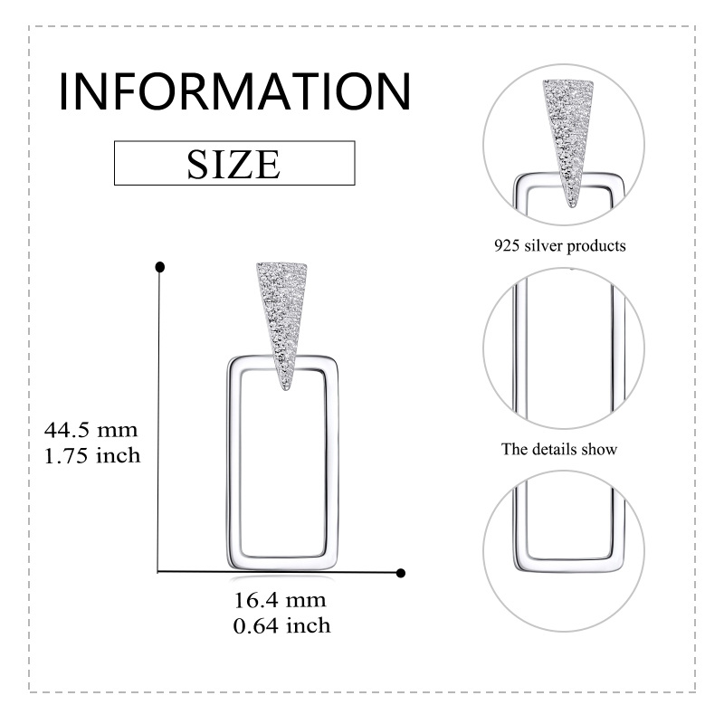أقراط متدلية مربعة الشكل من الفضة الإسترلينية-5