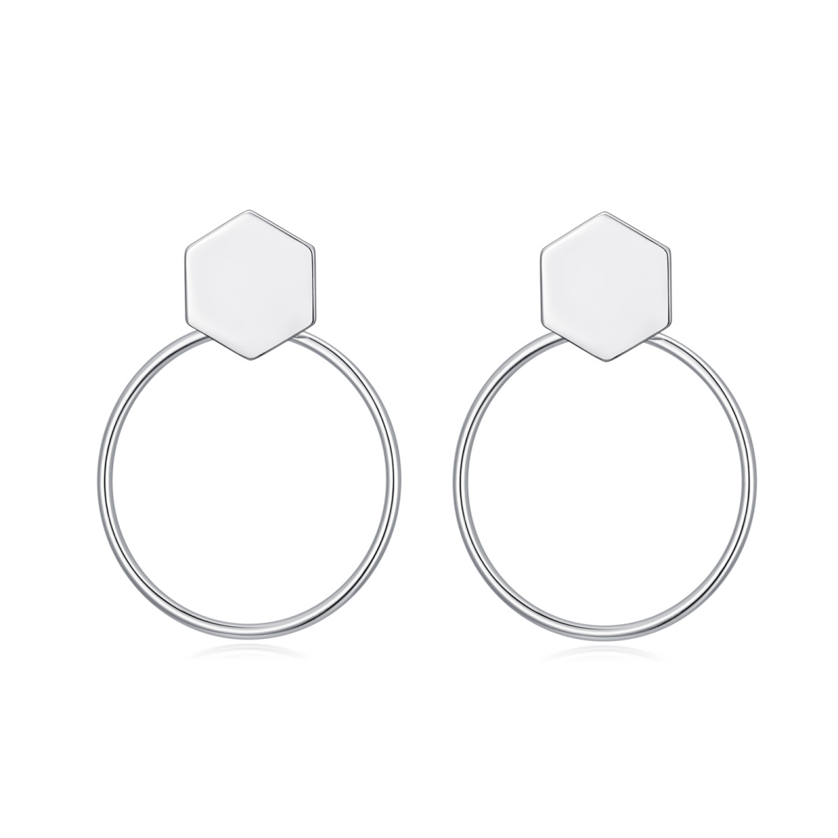 Sterling Silver Square Drop Earrings-1