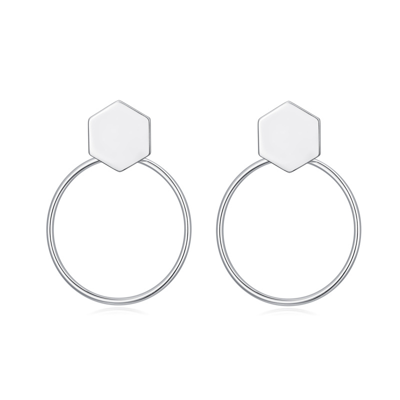 Pendants d'oreilles carrés en argent sterling