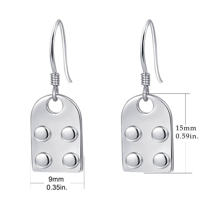 Orecchini quadrati in argento sterling-5