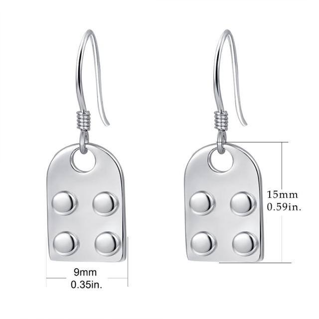 Sterling Silver Square Drop Earrings-5