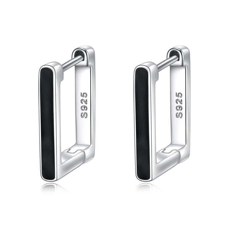 Sterling Silver Square Hoop Earrings