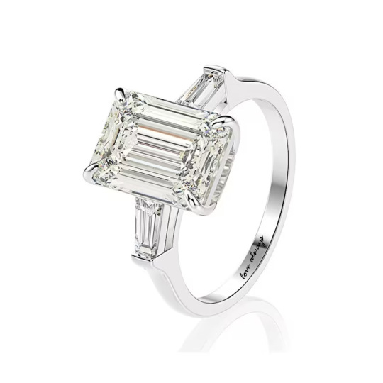 Bague de fiançailles en argent Sterling Square/Princess Square Moissanite Square