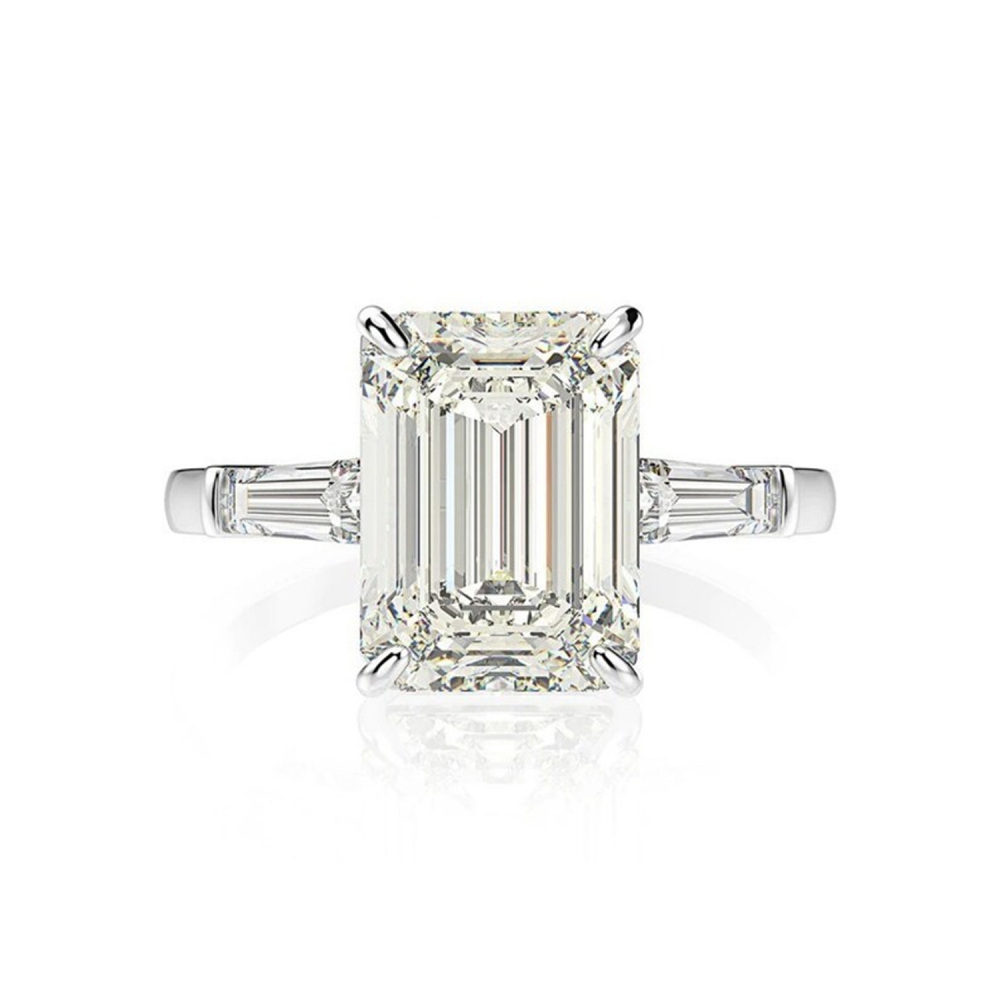 Anello di fidanzamento quadrato in argento sterling con moissanite per donna-3
