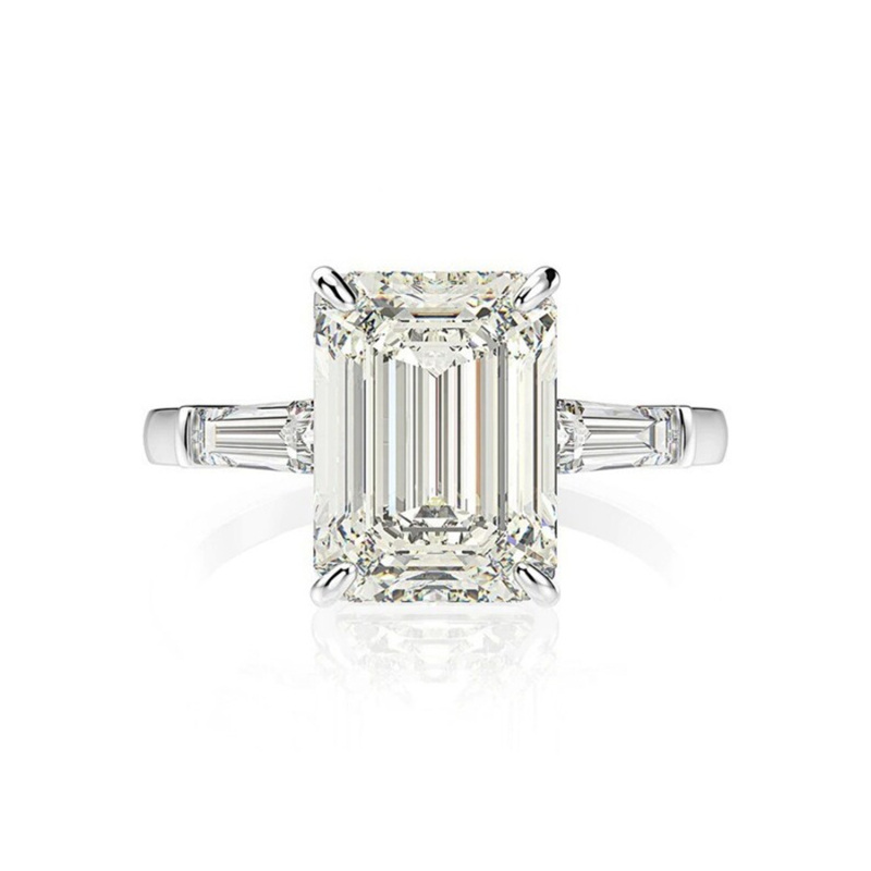 Anello di fidanzamento quadrato in argento sterling con moissanite per donna-3