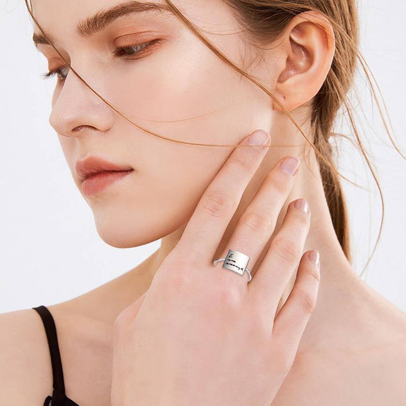 Sterling Silver Square Ring-2