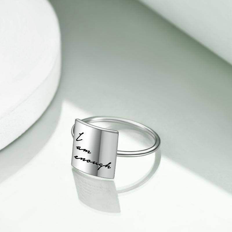 Bague carrée en argent sterling-3