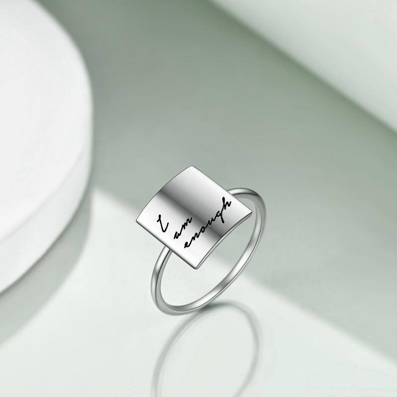 Sterling Silver Square Ring-4