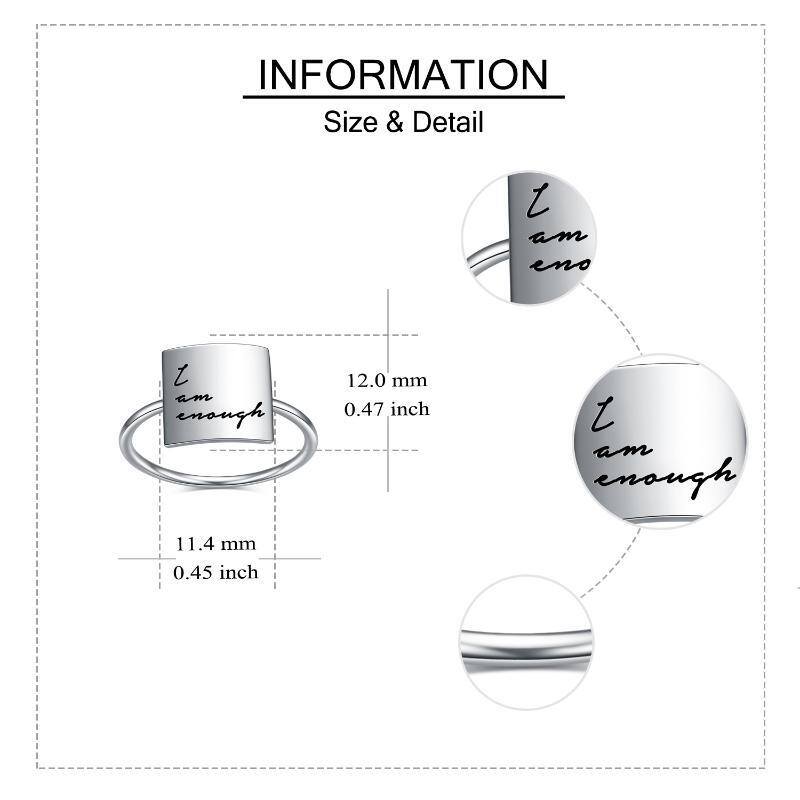 Sterling Silver Square Ring-5