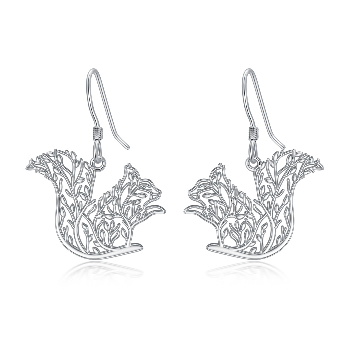 Orecchini a goccia con scoiattolo in argento sterling-1