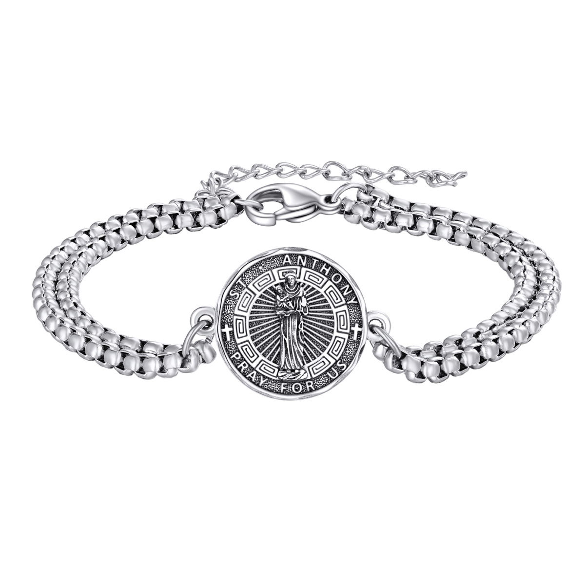 Sterling Silber St. Anthony Anhänger Armband für Männer-1