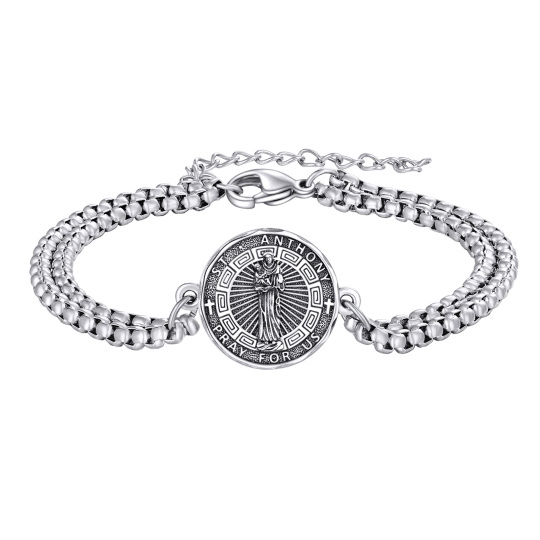 Pulsera con colgante de San Antonio en plata de ley para hombre