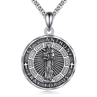 Sterling Silver St. Anthony Pendant Necklace for Men-2