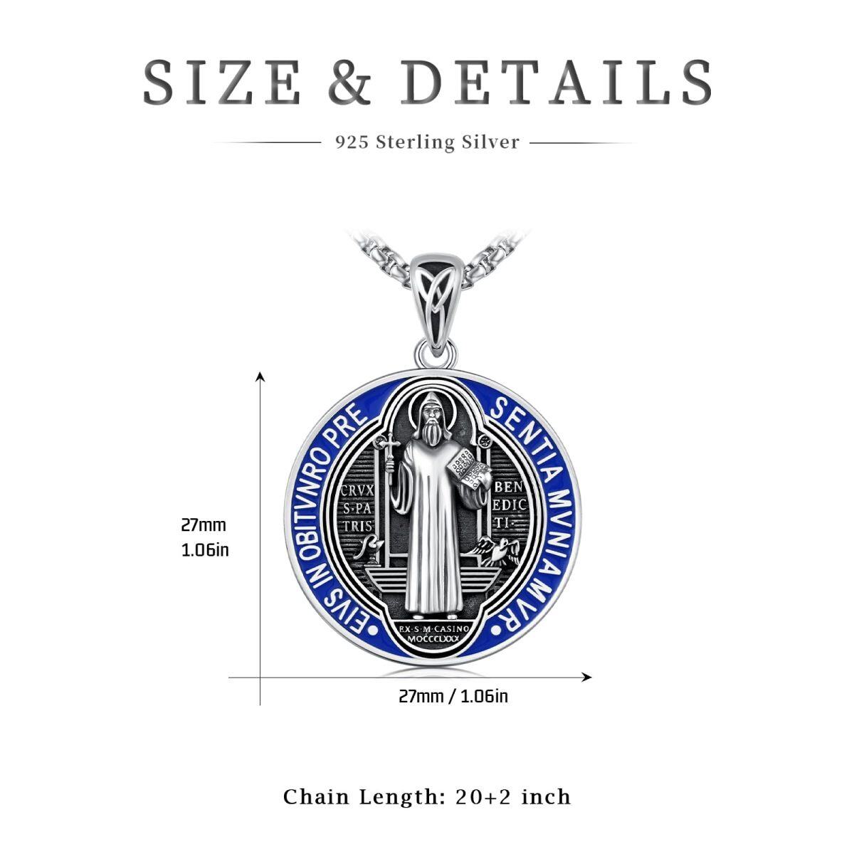 Sterling Silver St Benedict Medal Pendant Necklace for Men-5