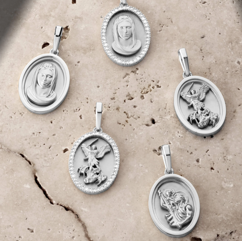 Pendentif Saint Michel en or blanc 14 carats-3