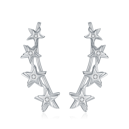 Pendientes de plata de ley con circonita cúbica Star Climber