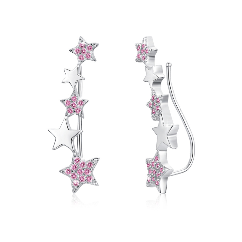 Boucles d'oreilles grimpantes en argent sterling et oxyde de zirconium-1