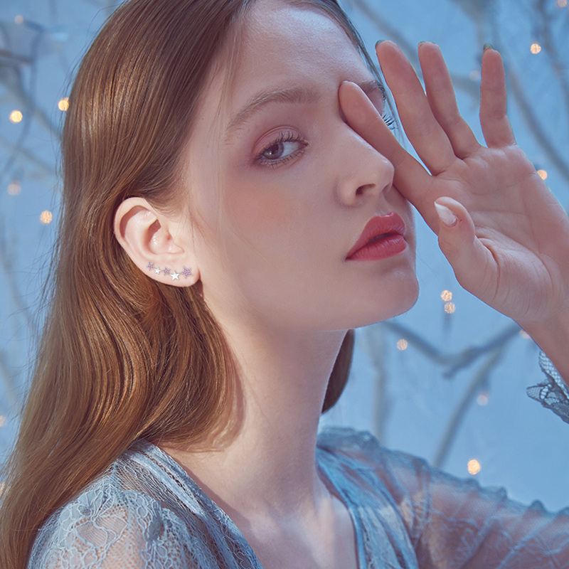 Boucles d'oreilles grimpantes en argent sterling et oxyde de zirconium-2