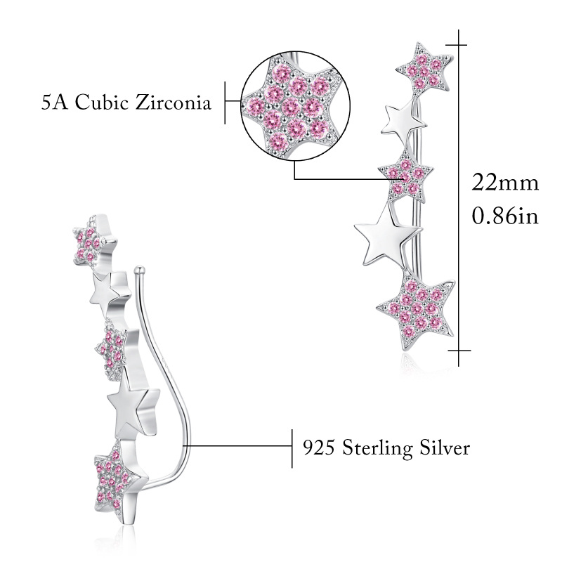 Boucles d'oreilles grimpantes en argent sterling et oxyde de zirconium-5