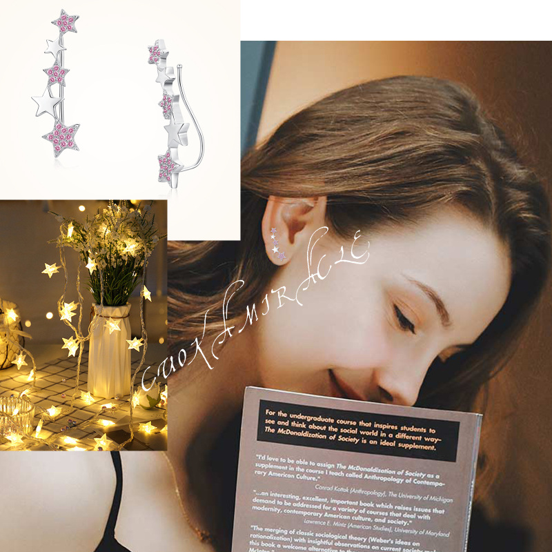 Boucles d'oreilles grimpantes en argent sterling et oxyde de zirconium-6