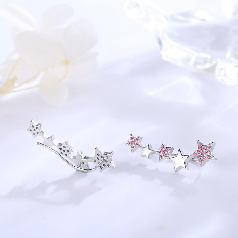 Boucles d'oreilles grimpantes en argent sterling et oxyde de zirconium-4