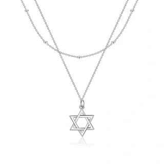 Sterling Silver Star Of David Layered Necklace-9