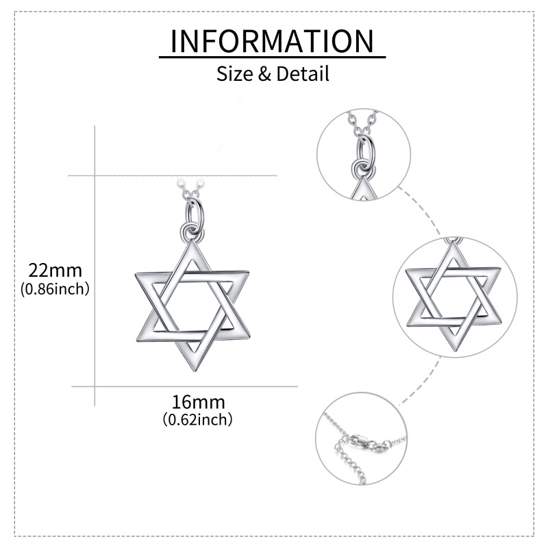 Sterling Silber Davidstern mehrschichtige Halskette-5