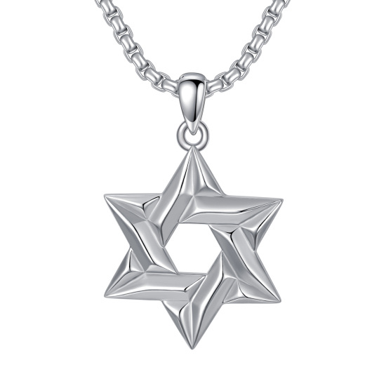 Sterling Silver Star Of David Pendant Necklace for Men