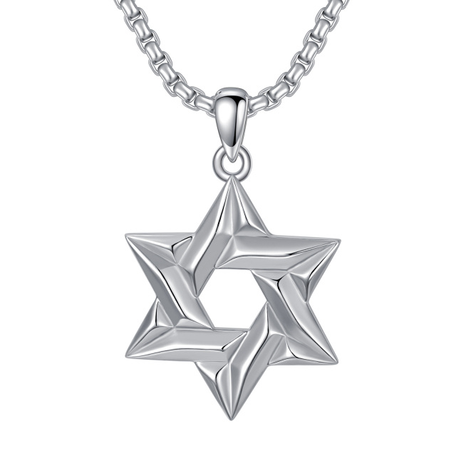 Sterling Silver Star Of David Pendant Necklace for Men-1